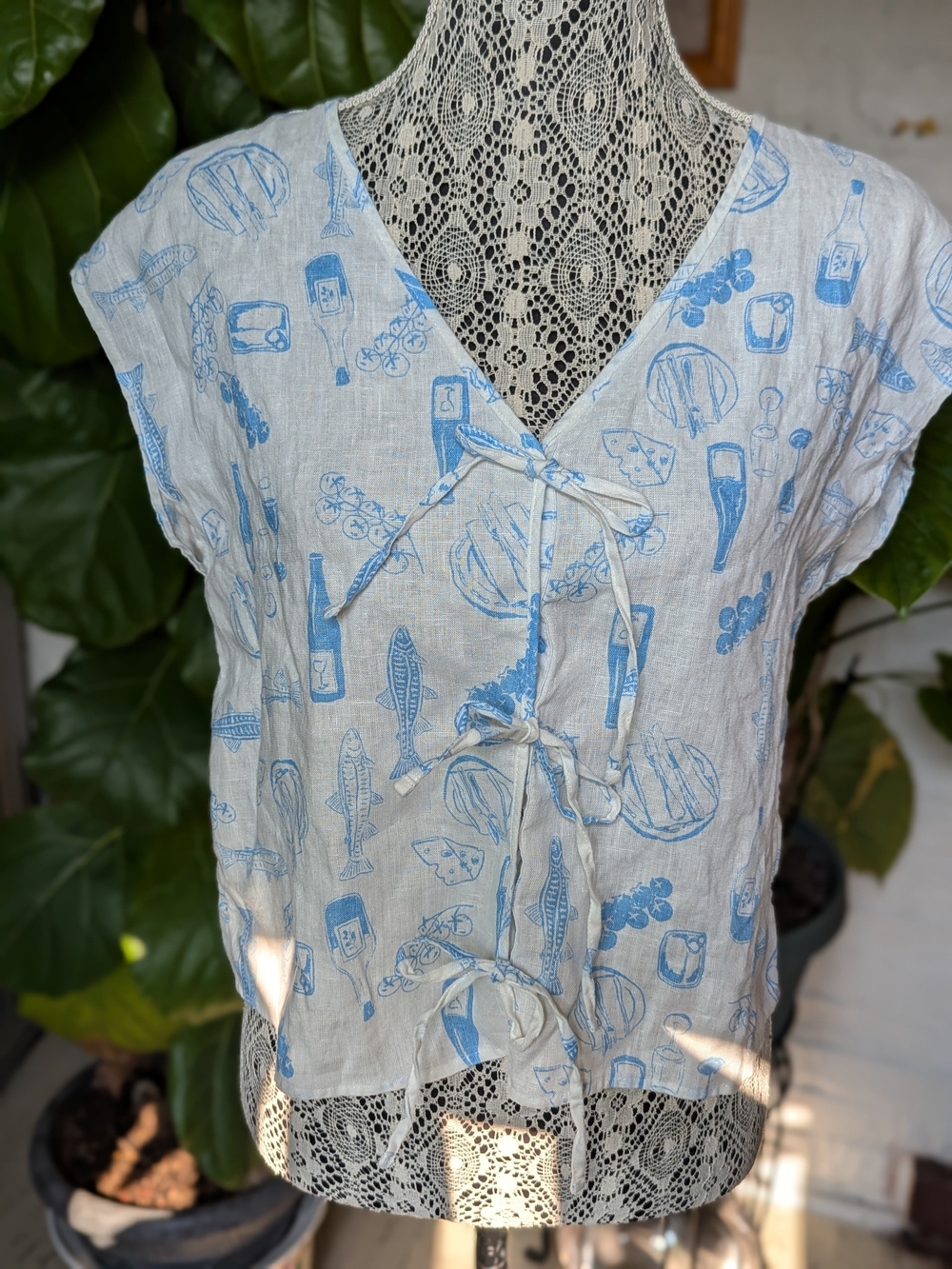 Cynthia Rowley Mediterranean White Linen Top